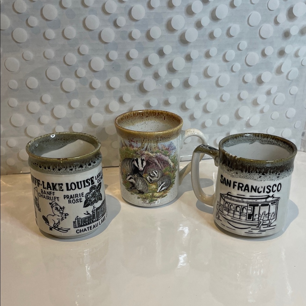 Vintage Mug Bundle - Souvenir 🌉 & Welsh 🦡Badgers Mugs